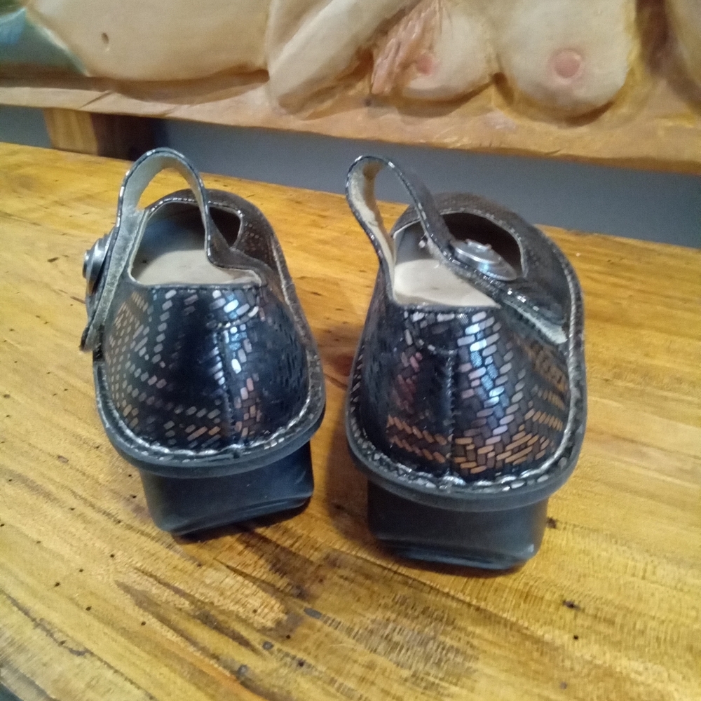 Alegria Metallic Black Woven Mary Jane Mules - Picture 4 of 11